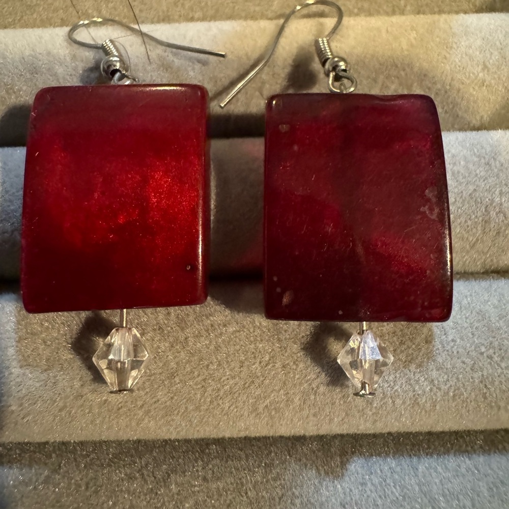 Elegant Red Dangle Earrings